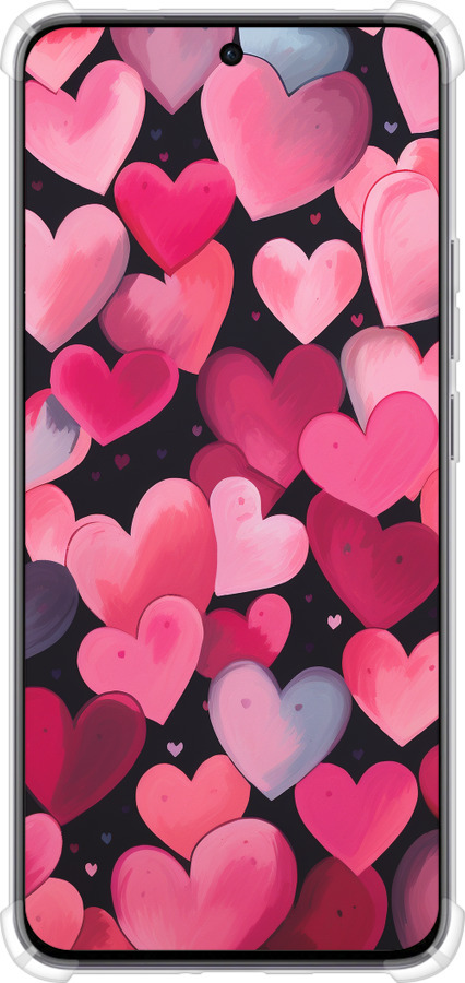 Силикон с усиленными углами чехол Сердечки 4 для Oppo Reno12 5G - 5662sp-3742 изображение 
