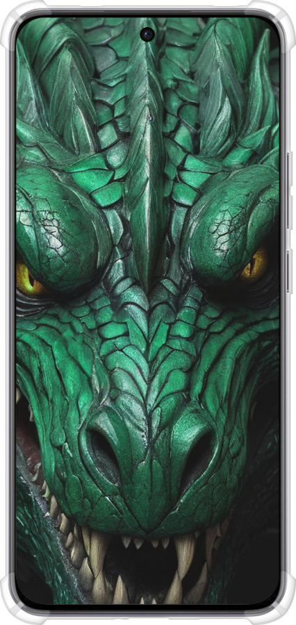 Силикон с усиленными углами чехол Зелёный дракон v2 для Oppo Reno12 5G - 5817sp-3742 изображение 