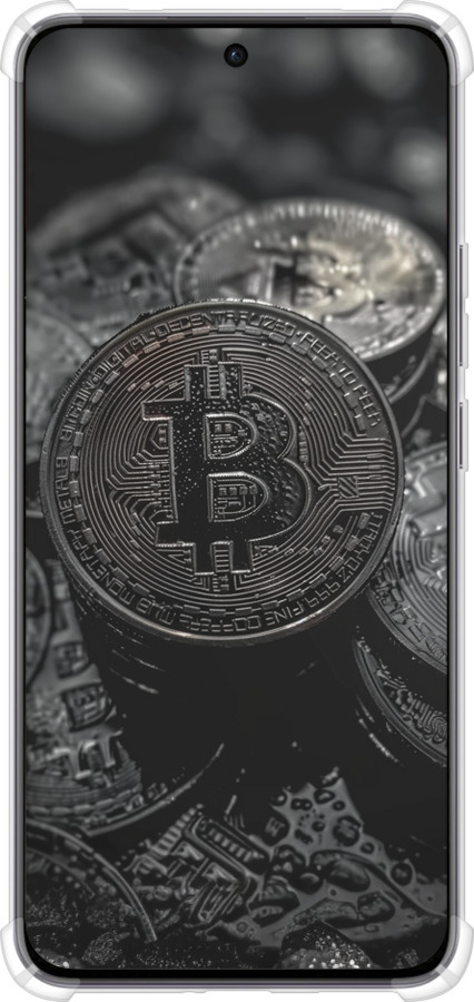 Силикон с усиленными углами чехол Black Bitcoin для Oppo Reno12 5G - 6090sp-3742 изображение 