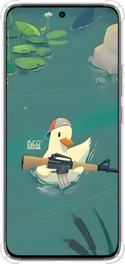 Силикон с усиленными углами чехол Уточка с автоматом для Oppo Reno12 5G - 6356sp-3742 изображение 