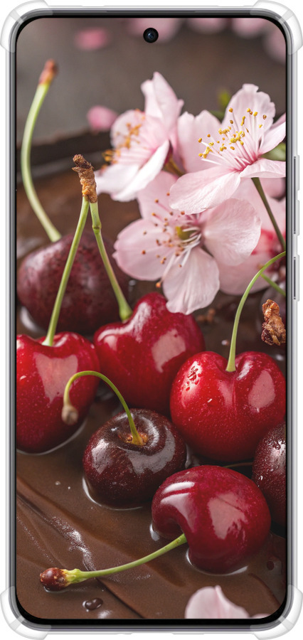 Силикон с усиленными углами чехол Вишня в шоколаде для Oppo Reno12 5G - 6698sp-3742 изображение 