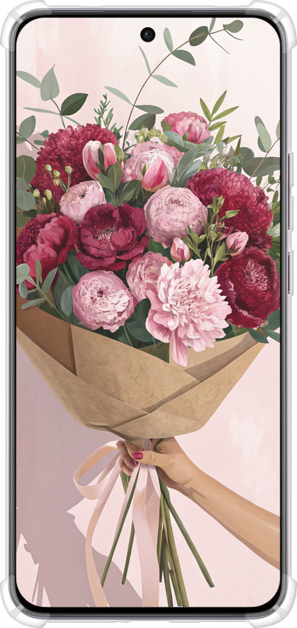Силіконовий протиударний с посиленими кутами чехол Півонії 1 для Oppo Reno12 5G - 6705sp-3742 изображение 