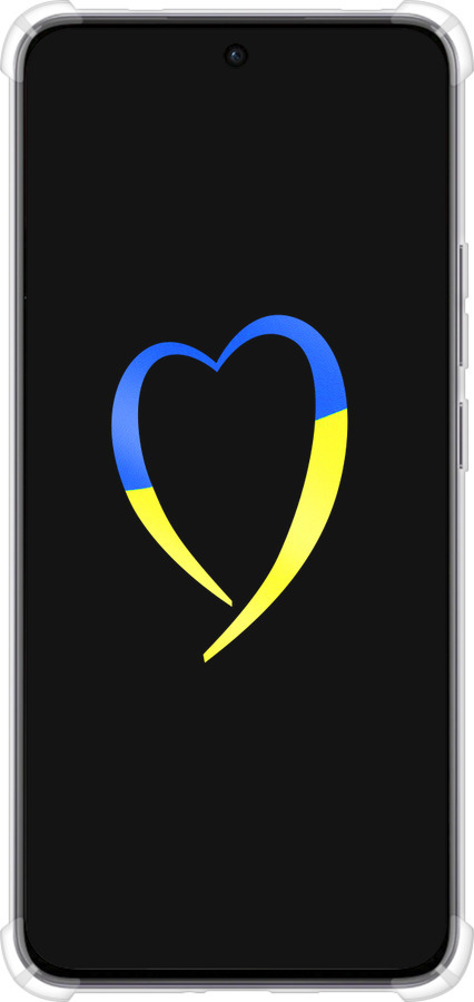 Силикон с усиленными углами чехол Жёлто-голубое сердце для Oppo Reno12 5G - 885sp-3742 изображение 