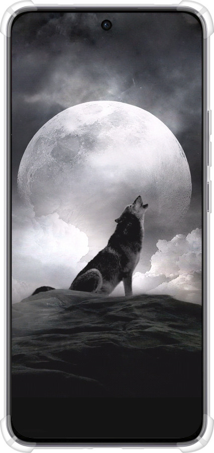 Силикон с усиленными углами чехол Воющий волк для Oppo Reno12 5G - 934sp-3742 изображение 