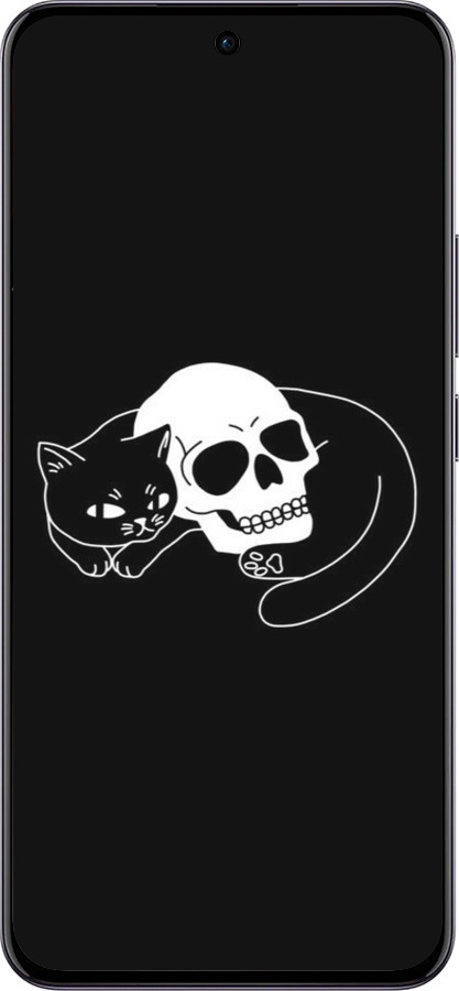 Силіконовий чехол Із зображенням кота та черепа для Oppo Reno12 5G - 6491u-3742 изображение 