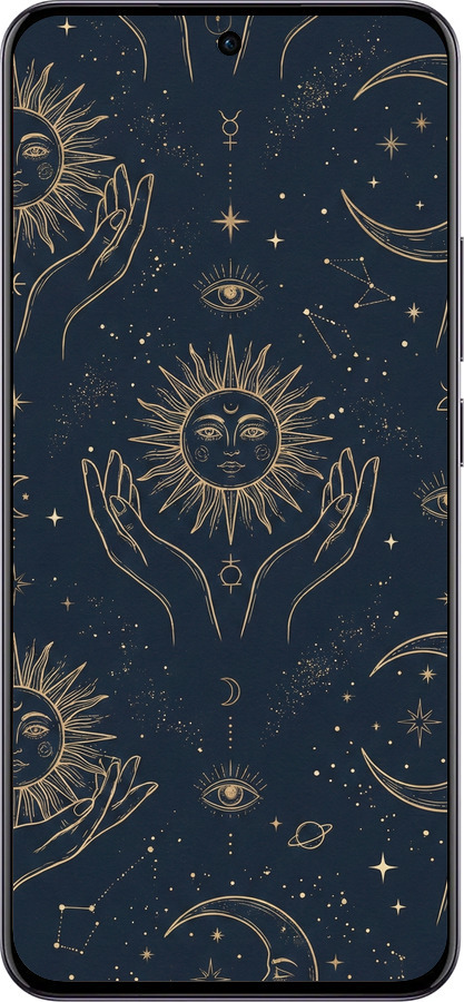 Силіконовий чехол Celestial Harmony: Sun & Moon Gold Mystic Pattern для Oppo Reno12 5G - 6778u-3742 изображение 