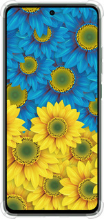 Силикон с усиленными углами чехол Жёлто-голубые цветы для Oppo Reno12 FS - 1048sp-3867 изображение 