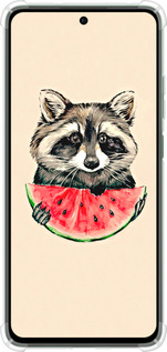 Силикон с усиленными углами чехол Енотик с арбузом для Oppo Reno12 FS - 4605sp-3867 изображение 