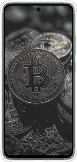 Силикон с усиленными углами чехол Black Bitcoin для Oppo Reno12 FS - 6090sp-3867 изображение 