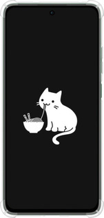 Силикон с усиленными углами чехол С милым котом на черном фоне для Oppo Reno12 FS - 6528sp-3867 изображение 