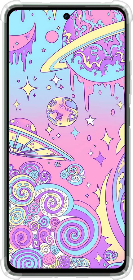 Силикон с усиленными углами чехол Розовая галактика для Oppo Reno12 FS - 4146sp-3867 изображение 