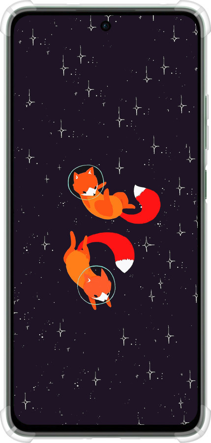 Силикон с усиленными углами чехол Лисички в космосе для Oppo Reno12 FS - 4519sp-3867 изображение 