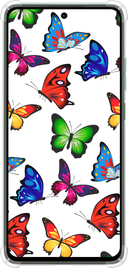 Силикон с усиленными углами чехол Красочные мотыльки для Oppo Reno12 FS - 4761sp-3867 изображение 