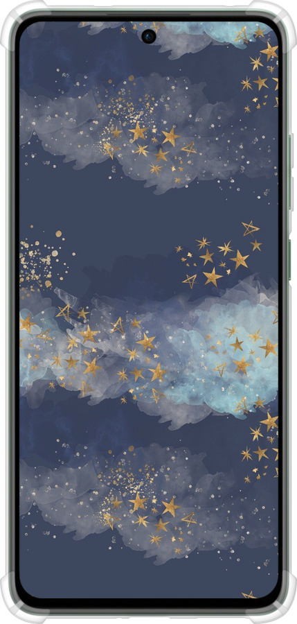 Силикон с усиленными углами чехол Ночь золотые звезды для Oppo Reno12 FS - 5421sp-3867 изображение 
