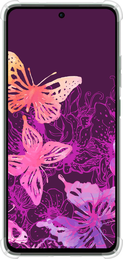 Силикон с усиленными углами чехол Бабочки v2 для Oppo Reno12 FS - 5475sp-3867 изображение 