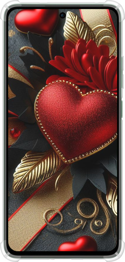 Силикон с усиленными углами чехол Сердечки v2 для Oppo Reno12 FS - 5832sp-3867 изображение 