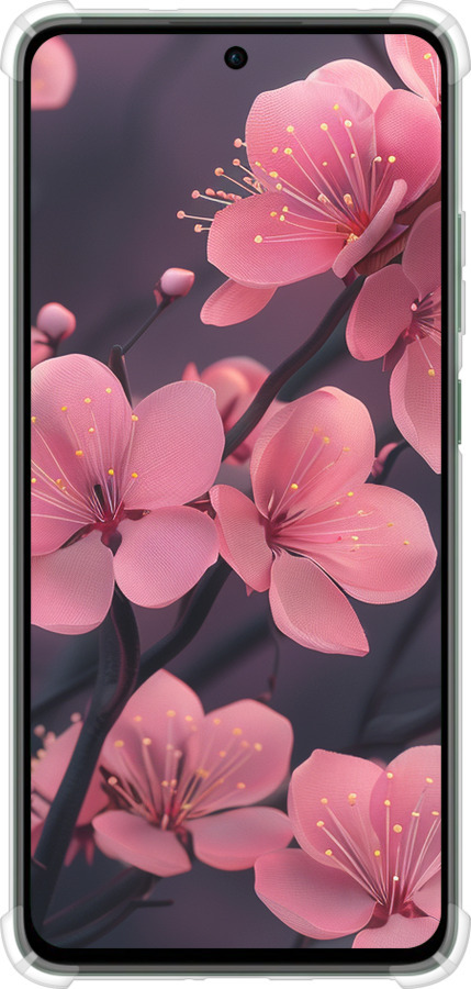 Силикон с усиленными углами чехол Пурпурная сакура для Oppo Reno12 FS - 6075sp-3867 изображение 