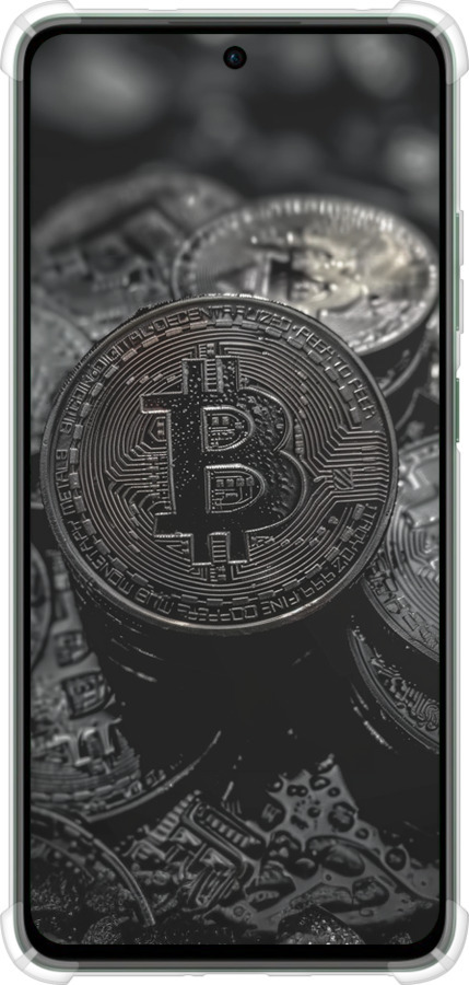 Силикон с усиленными углами чехол Black Bitcoin для Oppo Reno12 FS - 6090sp-3867 изображение 