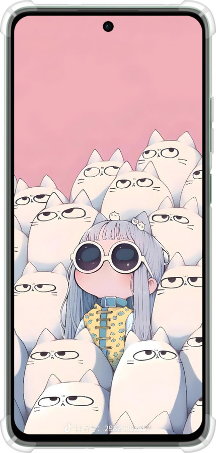 Силикон с усиленными углами чехол Малышка с котами для Oppo Reno12 FS - 6295sp-3867 изображение 