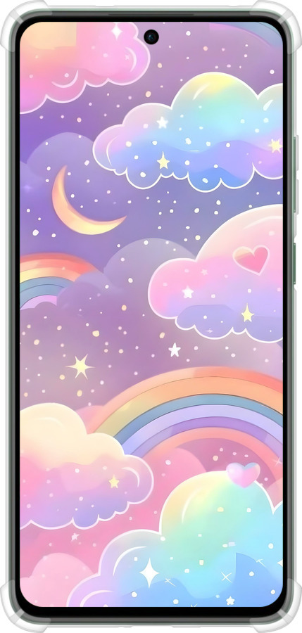 Силикон с усиленными углами чехол Облака и радуга для Oppo Reno12 FS - 6312sp-3867 изображение 