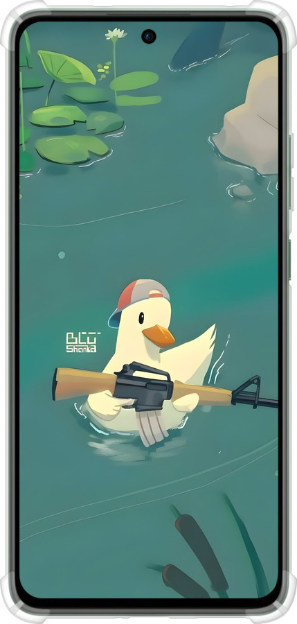 Силикон с усиленными углами чехол Уточка с автоматом для Oppo Reno12 FS - 6356sp-3867 изображение 