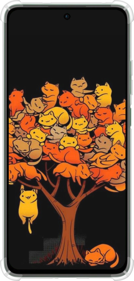 Силикон с усиленными углами чехол Дерево и котики для Oppo Reno12 FS - 6516sp-3867 изображение 