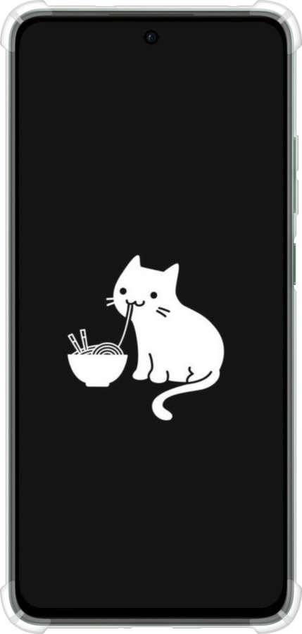 Силикон с усиленными углами чехол С милым котом на черном фоне для Oppo Reno12 FS - 6528sp-3867 изображение 