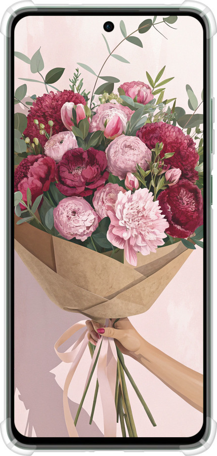 Силикон с усиленными углами чехол Пионы 1 для Oppo Reno12 FS - 6705sp-3867 изображение 