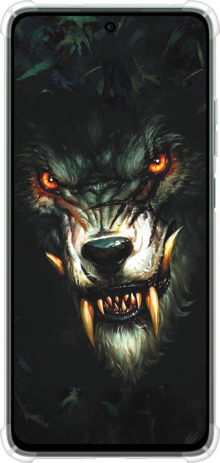 Силикон с усиленными углами чехол Дьявольский волк для Oppo Reno12 FS - 833sp-3867 изображение 