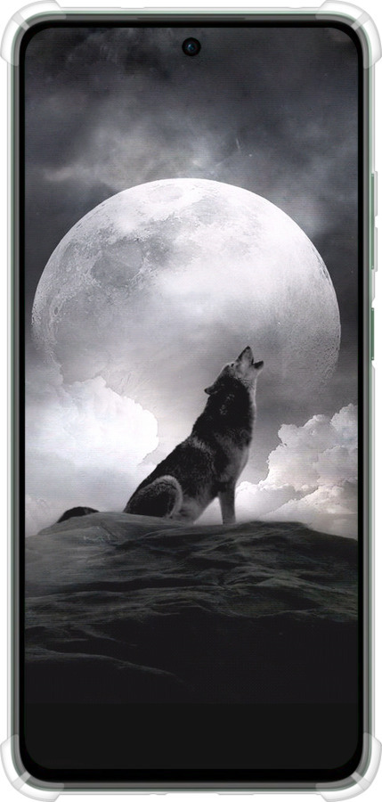 Силикон с усиленными углами чехол Воющий волк для Oppo Reno12 FS - 934sp-3867 изображение 