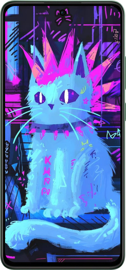Силиконовый чехол Кот панк для Oppo Reno12 FS - 6311u-3867 изображение 