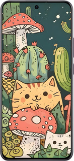 TPU чехол Коты грибы для Oppo Reno12 Pro 5G - 6321b-3740 изображение 