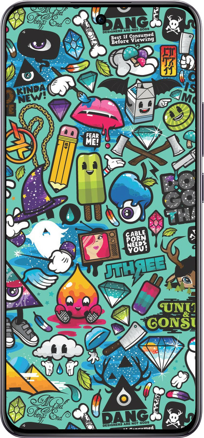 TPU чехол Стикер бомбинг 1 для Oppo Reno12 Pro 5G - 693b-3740 изображение 