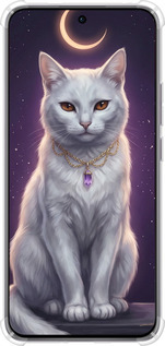Силикон с усиленными углами чехол Mystic White Cat Gothic Dark Purple Gold для Oppo Reno12 Pro 5G - 6805sp-3740 изображение 