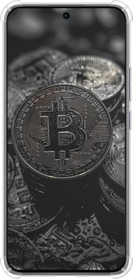 Силикон с усиленными углами чехол Black Bitcoin для Oppo Reno12 Pro 5G - 6090sp-3740 изображение 