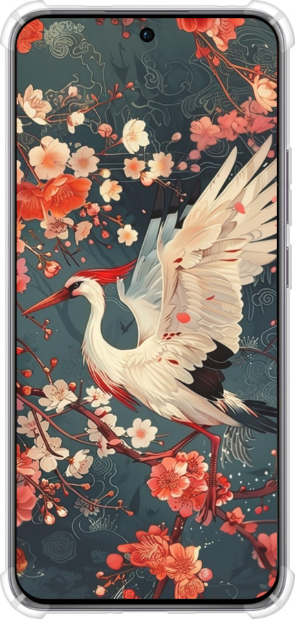 Силіконовий протиударний с посиленими кутами чехол Сакура та лелека для Oppo Reno12 Pro 5G - 6108sp-3740 изображение 
