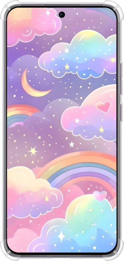 Силикон с усиленными углами чехол Облака и радуга для Oppo Reno12 Pro 5G - 6312sp-3740 изображение 