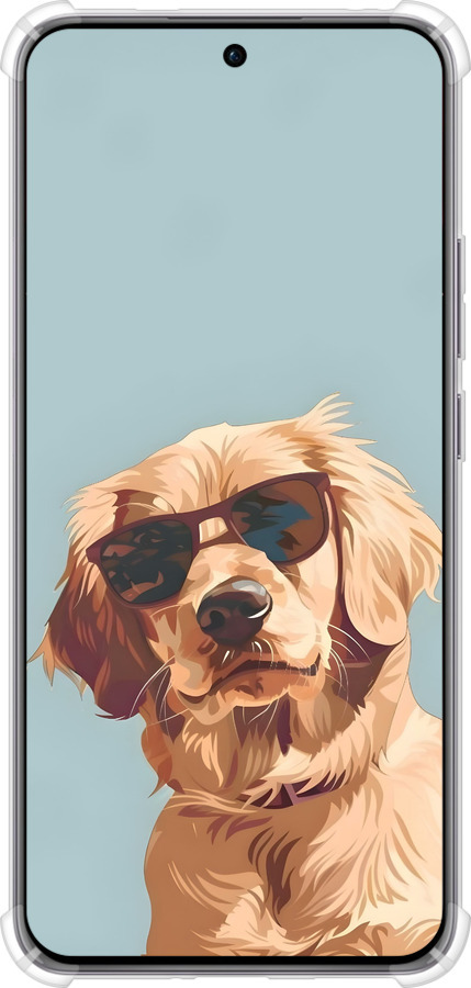 Силикон с усиленными углами чехол Пес в очках для Oppo Reno12 Pro 5G - 6381sp-3740 изображение 