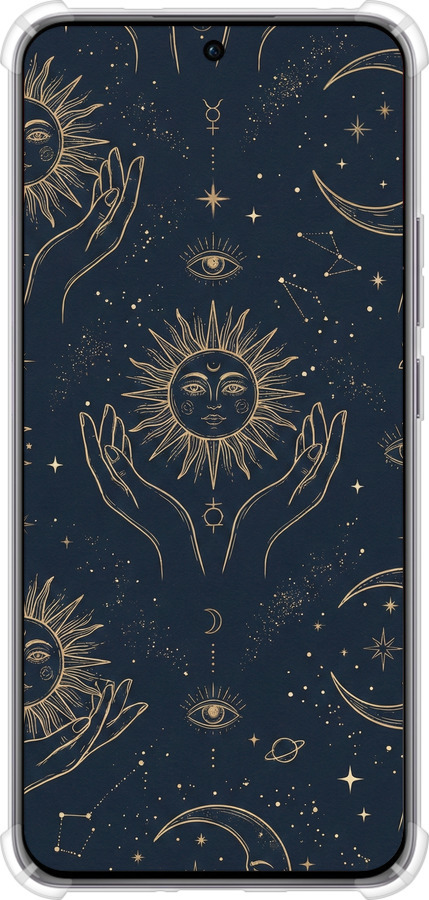 Силіконовий протиударний с посиленими кутами чехол Celestial Harmony: Sun & Moon Gold Mystic Pattern для Oppo Reno12 Pro 5G - 6778sp-3740 изображение 