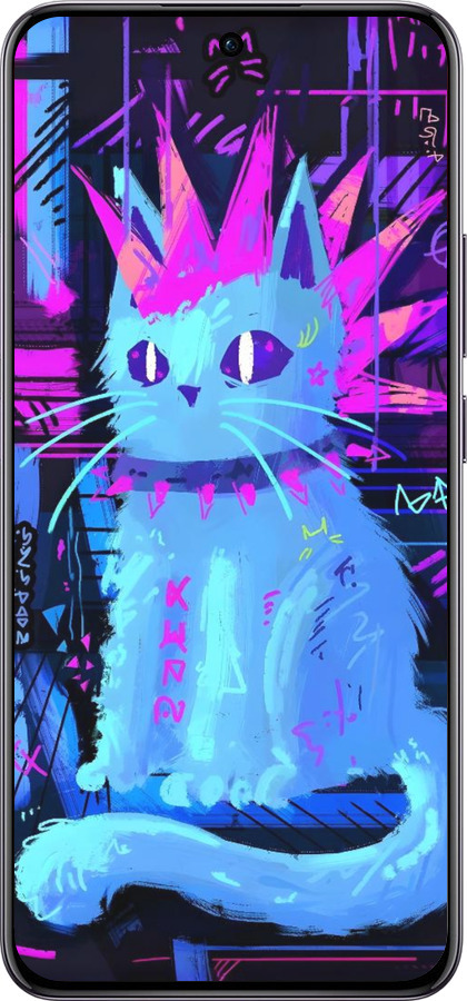 Силиконовый чехол Кот панк для Oppo Reno12 Pro 5G - 6311u-3740 изображение 