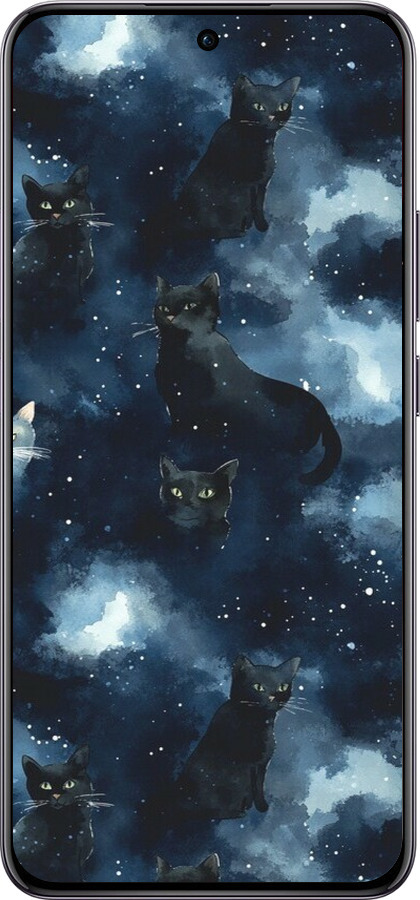 Силиконовый чехол Изображение Кошек с тёмной акварелью для Oppo Reno12 Pro 5G - 6521u-3740 изображение 