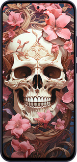 Силіконовий чехол Череп у рожевих квітах для Oppo Reno13 5G - 5965u-3944 изображение 