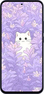 Силиконовый чехол Котик в цветах для Oppo Reno13 5G - 6390u-3944 изображение 