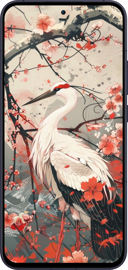 Силиконовый чехол Аист в цвету сакуры для Oppo Reno13 5G - 6109u-3944 изображение 