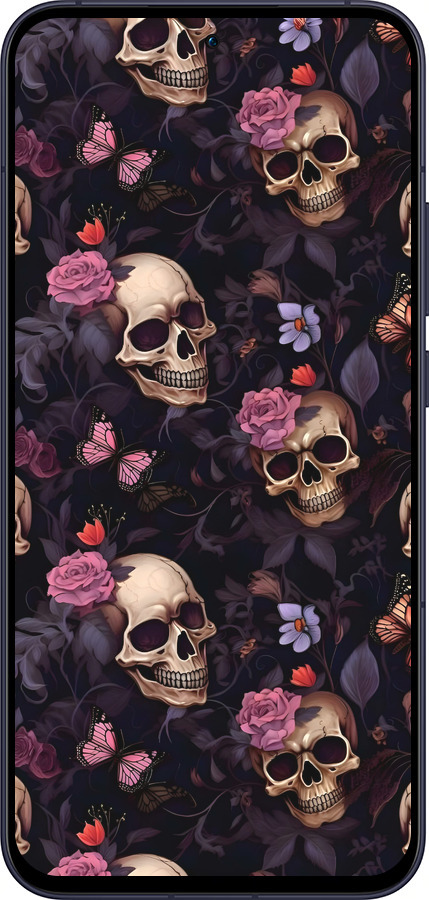 Силиконовый чехол Черепа и розы для Oppo Reno13 5G - 6316u-3944 изображение 