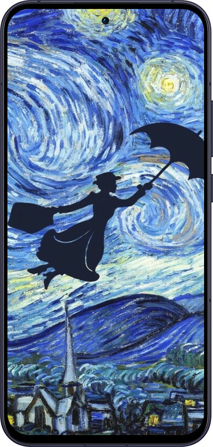 Силиконовый чехол С изображением Мэри Поппинс «Звездная ночь» для Oppo Reno13 5G - 6487u-3944 изображение 