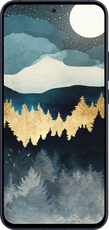 Силиконовый чехол Ночной пейзаж с лесом и горами для Oppo Reno13 5G - 6493u-3944 изображение 