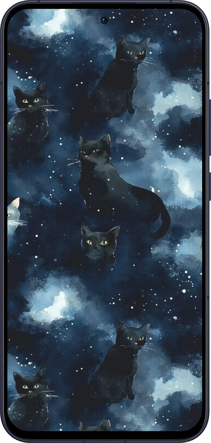 Силиконовый чехол Изображение Кошек с тёмной акварелью для Oppo Reno13 5G - 6521u-3944 изображение 