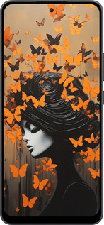 Силиконовый чехол Чехол для телефона Девушка с оранжевыми бабочками для Oppo Reno13 F 5G / Reno13 F 4G - 5940u-3955 изображение 