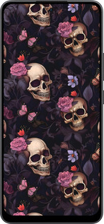 Силиконовый чехол Черепа и розы для Oppo Reno13 F 5G / Reno13 F 4G - 6316u-3955 изображение 